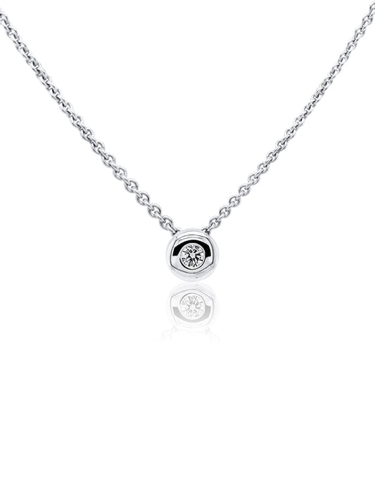 Round Diamond Pendant, 9K white gold, 0.08ct.