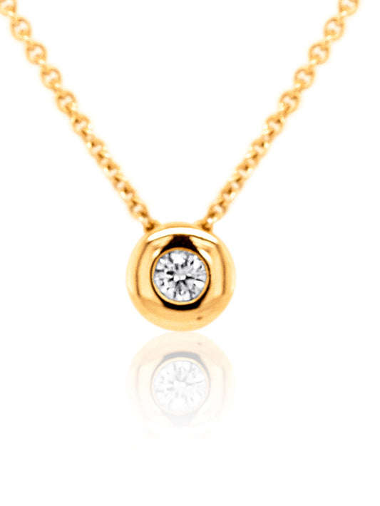 Round Bezel Set Diamond Pendant