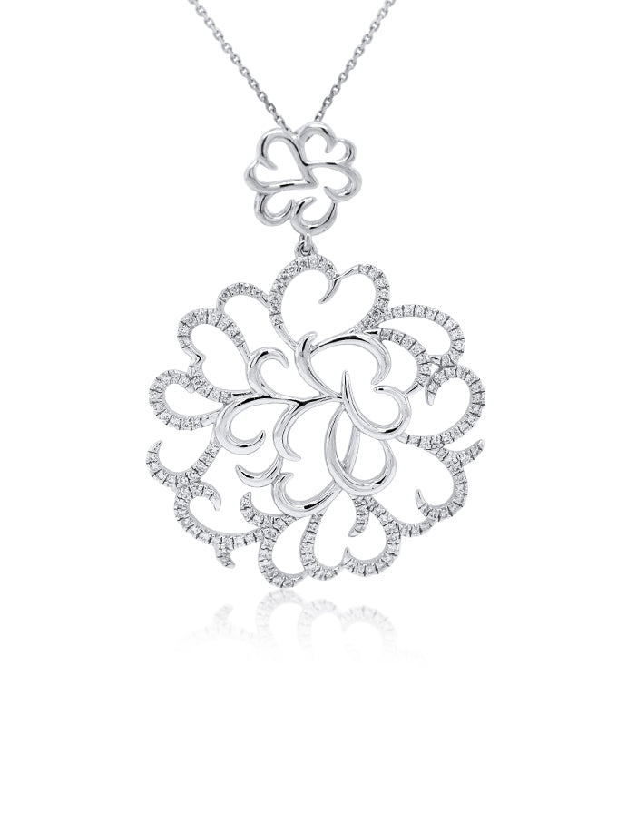 0.64 Carat Georges Guillaume Diamond Necklace in 18K White Gold