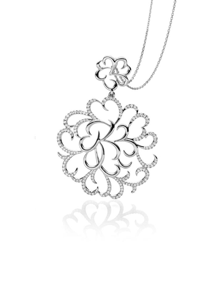 0.64 Carat Georges Guillaume Diamond Necklace in 18K White Gold