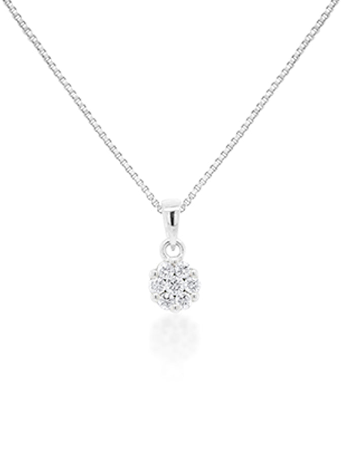 Diamond Cluster Pendant 0.15ct GSI, (45cm silver chain)