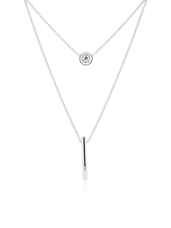 Diamond Set Double Drop Necklace