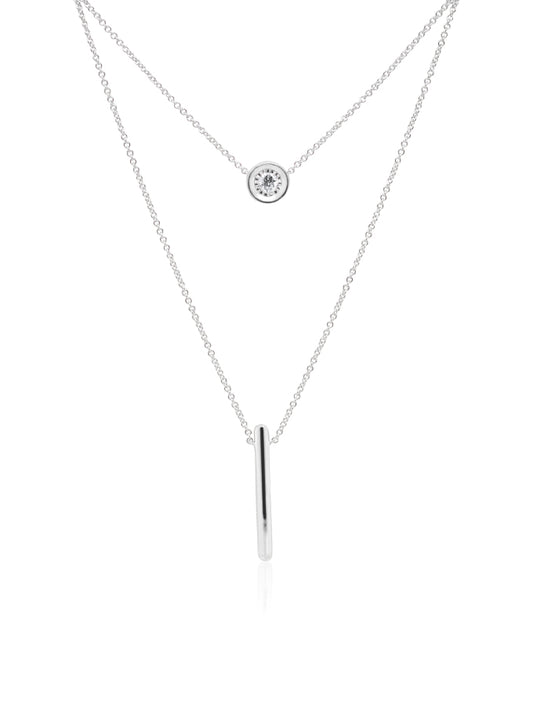 Diamond Set Double Drop Necklace