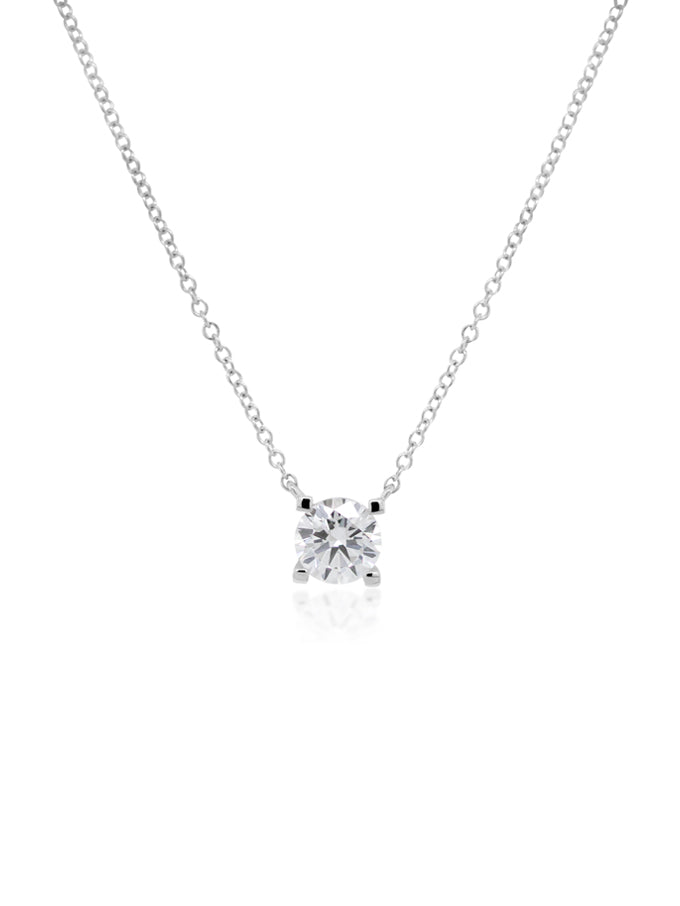 Lab Grown Diamond 1.00 Carat RBC Pendant in 18 Carat White Gold.