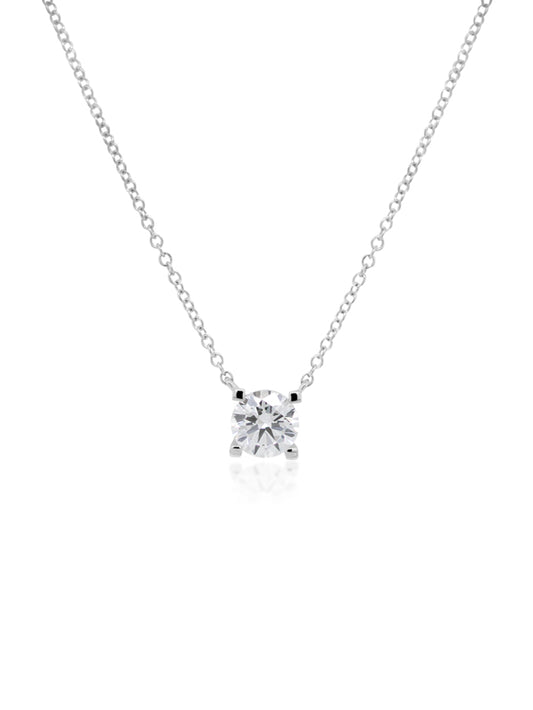 Lab Grown Diamond 1.00 Carat RBC Pendant in 18 Carat White Gold.