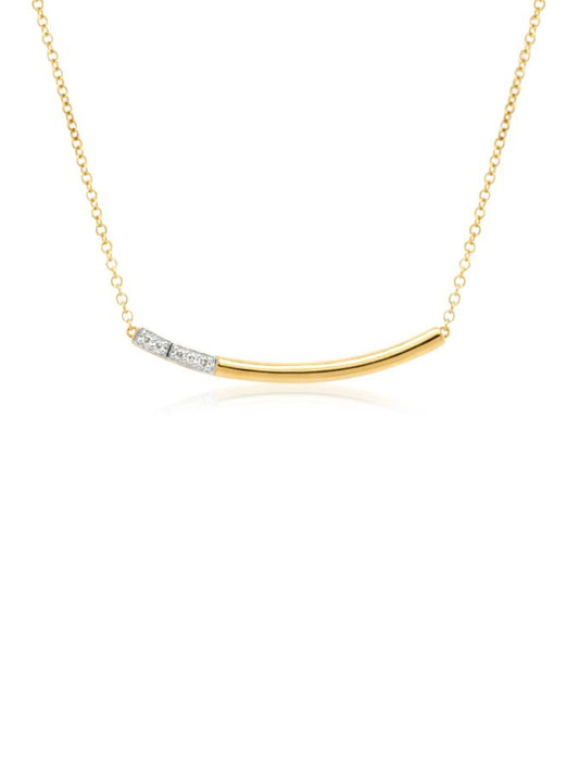 Diamond Bar Necklace, 9K Yellow Gold