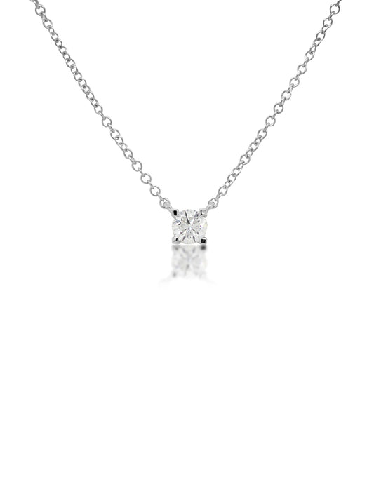 Classic Lab Grown Diamond Set Pendant, 9 Carat White Gold, 45cm