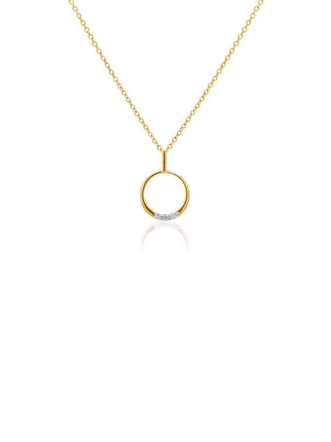 Diamond Circle Drop Necklet, 9 Carat Yellow Gold, 46cm