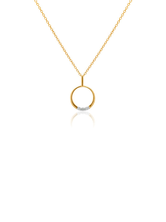 Diamond Circle Drop Necklet, 9 Carat Yellow Gold, 46cm