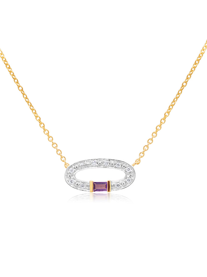 Amethyst & Diamond Pendant, 9K Yellow Gold