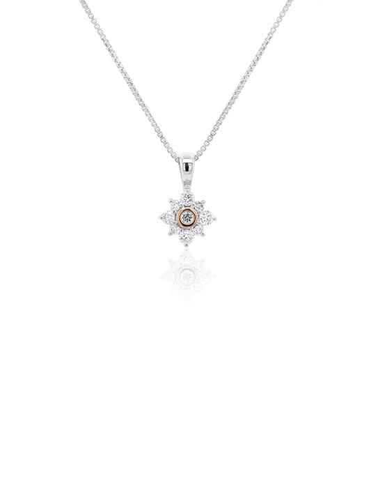 0.02ct Australian Pink Diamond Pendant in 9 Carat White & Rose Gold