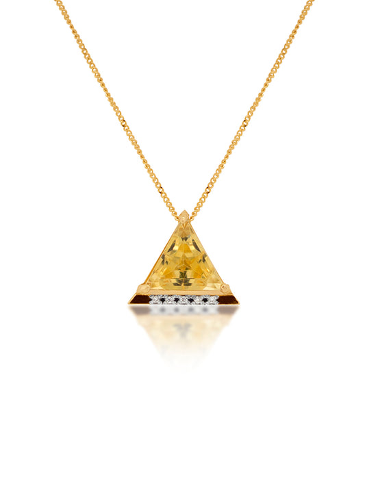 Citrine & Diamond Set Pendant in 9 Carat Yellow Gold