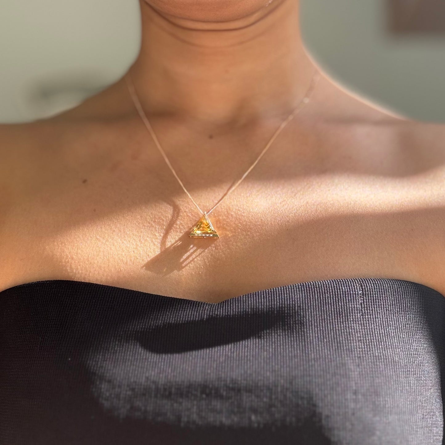 Citrine & Diamond Set Pendant in 9 Carat Yellow Gold