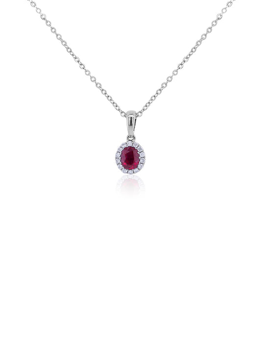 Ruby & Diamond Necklace, 18 Carat White Gold, 42cm