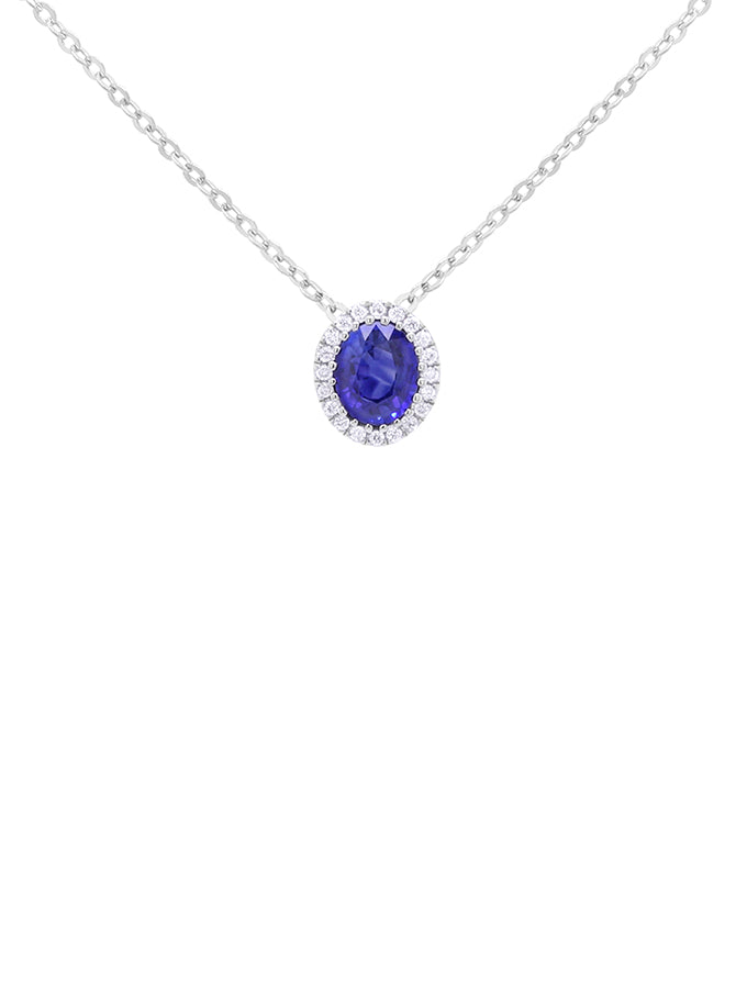 Sapphire & Diamond Necklace in 18 Carat White Gold, 42cm