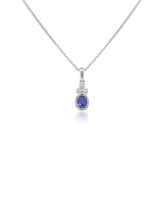 Sapphire 4x5mm, 0.45ct & 0.01ct Diamond Pendant in 14 Carat White Gold