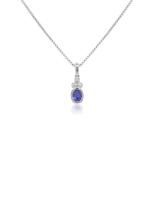 Sapphire 4x5mm, 0.45ct & 0.01ct Diamond Pendant in 14 Carat White Gold