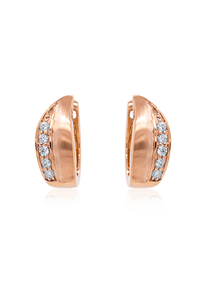 Diamond Set Huggies, 18K Rose Gold, T=0.10ct GSI