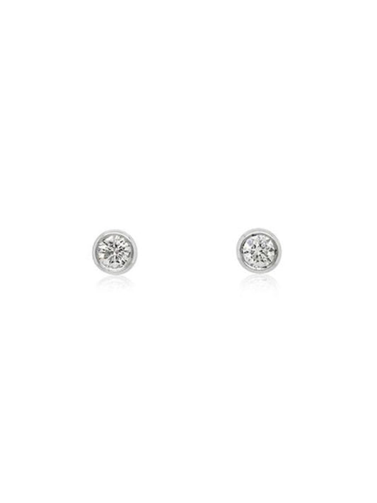 9K White Gold Diamonds T=0.10ct GHSI Bezel set stud ear rings.