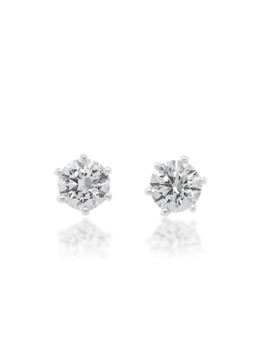 Lab Grown 0.50 Carat Diamond 6 Claw Stud Earrings in 18K White Gold