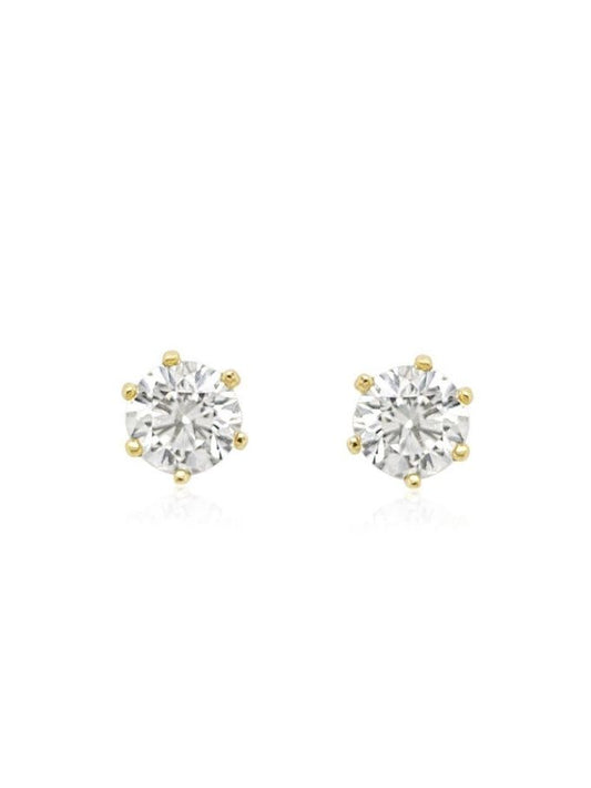 Lab Grown Diamond Stud Earrings, T=0.80ct DEFVS, 18K Yellow Gold