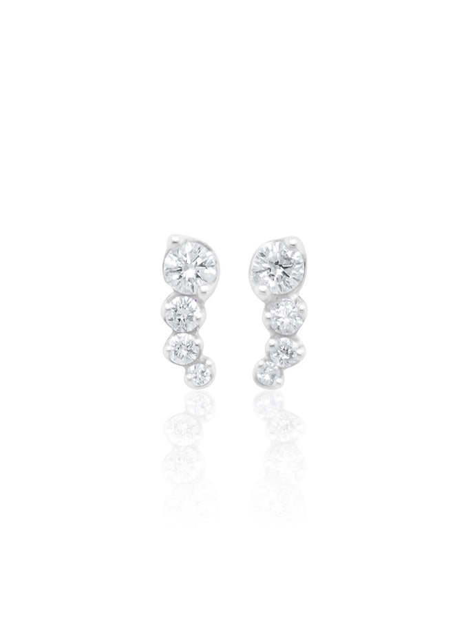 Flowing Diamond Stud Earrings, 9ct Yellow Gold.