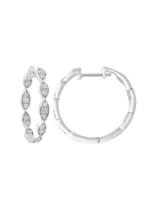 0.50 Carat Diamond Hoop Earrings in 9 Carat White Gold