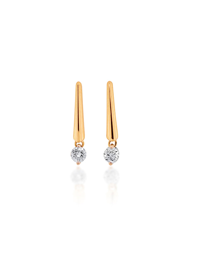 0.12 Carat Diamond Claw Set Bar Drop Earrings in 9 Carat Yellow Gold