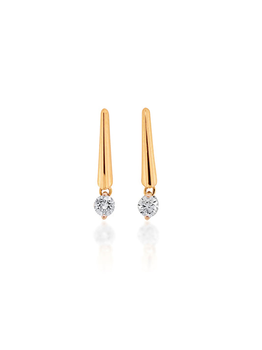 0.12 Carat Diamond Claw Set Bar Drop Earrings in 9 Carat Yellow Gold