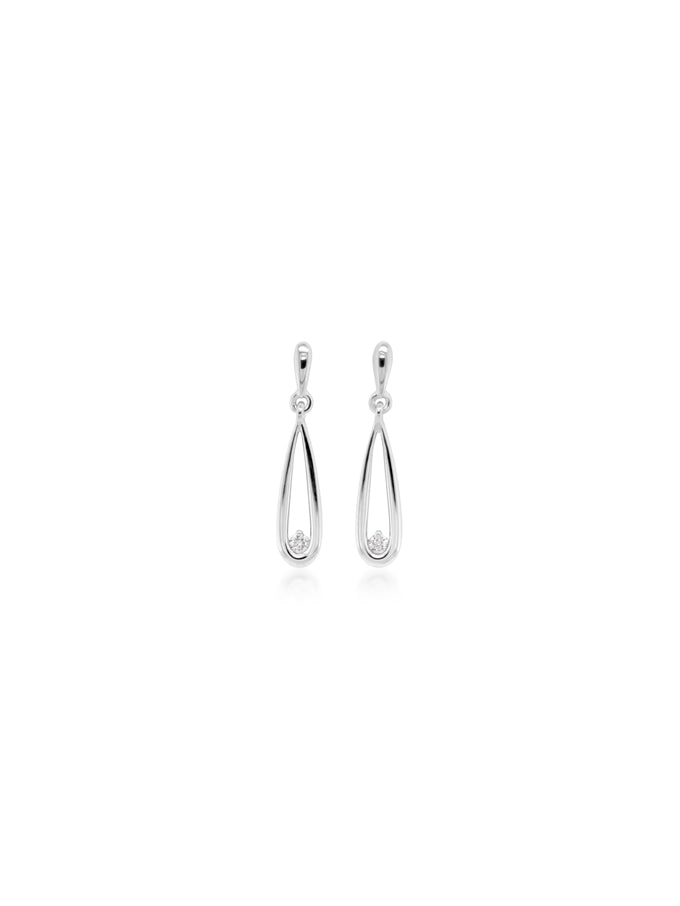 0.07 Carat Diamond Drop Earrings in 9 Carat White Gold