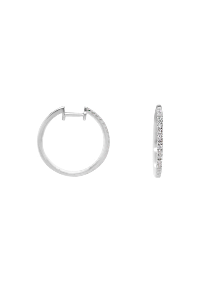 Diamond Hoop Earrings, 18K White Gold.