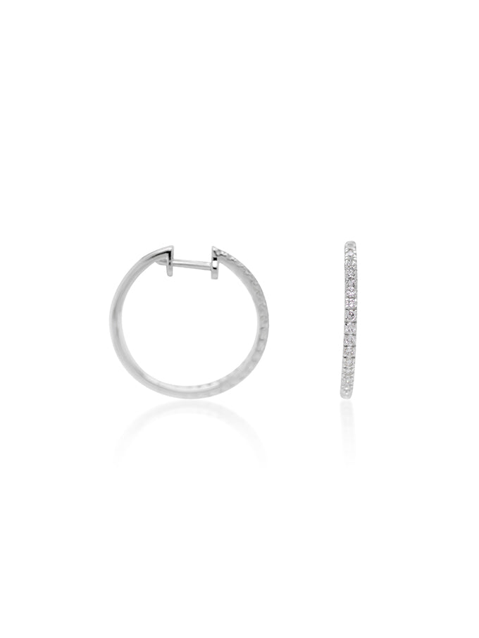 Diamond Hoop Earrings, 18K White Gold, T=0.80ct hinged.