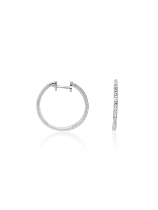 Diamond Hoop Earrings, 18K White Gold, T=0.80ct hinged.