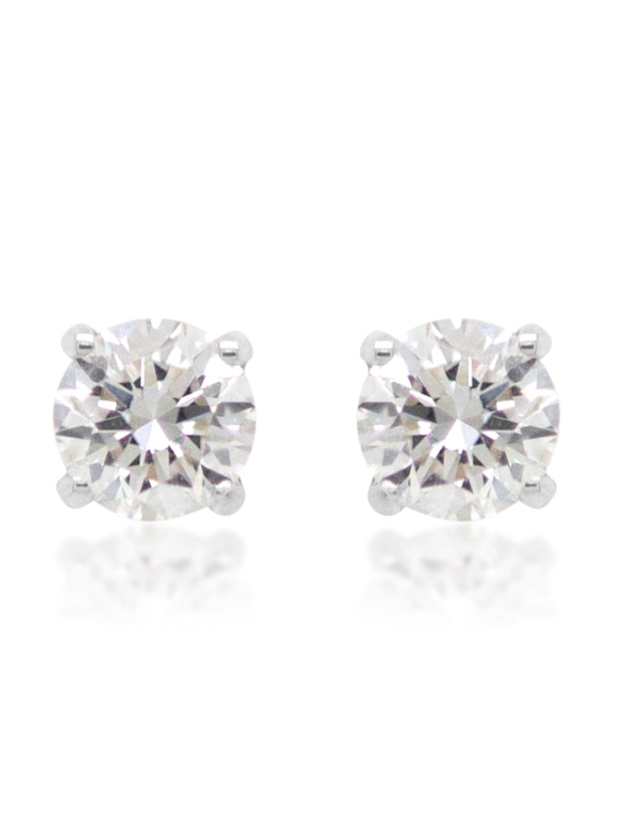 Lab Grown Classic Diamond Ear Rings. T=0.40ct 18K YG, threaded posts.