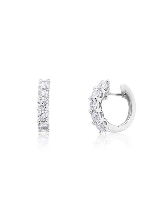 Lab Grown Diamond Huggie Earrings, 9 Carat White Gold