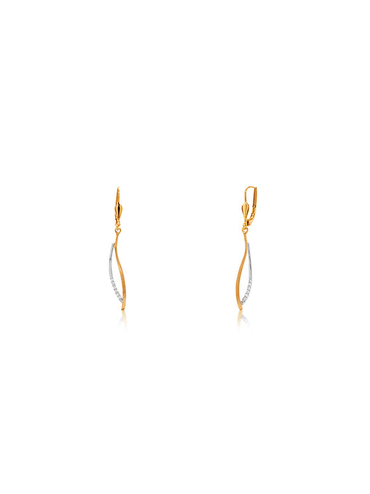 0.07 Carat Diamond Set Drop Earrings, 9 Carat Two-Tone