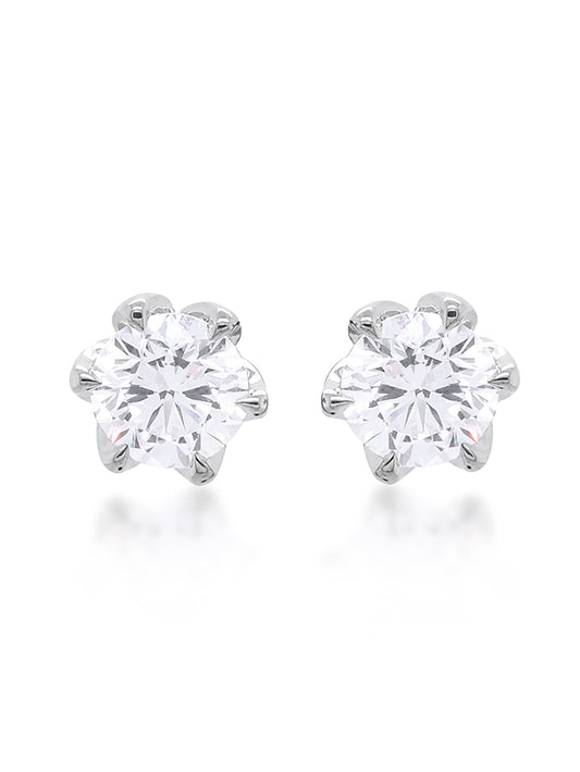 Lab Grown Diamond Stud Earrings, T=2.00ct, DEFVS 18K White Gold 6 claw