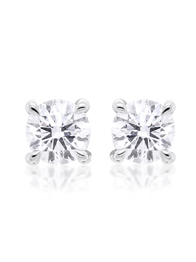 Lab Grown Diamond Stud Earrings, T=0.50ct 9K White Gold