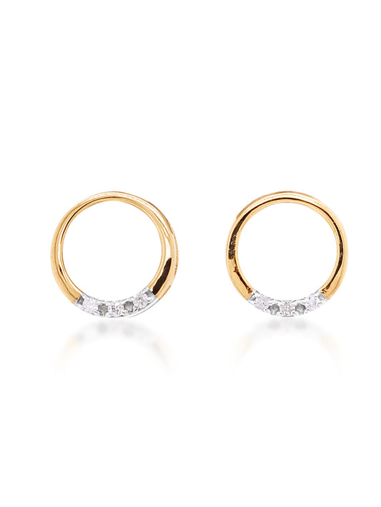 Diamond Circle Stud Earrings, 9K Yellow Gold