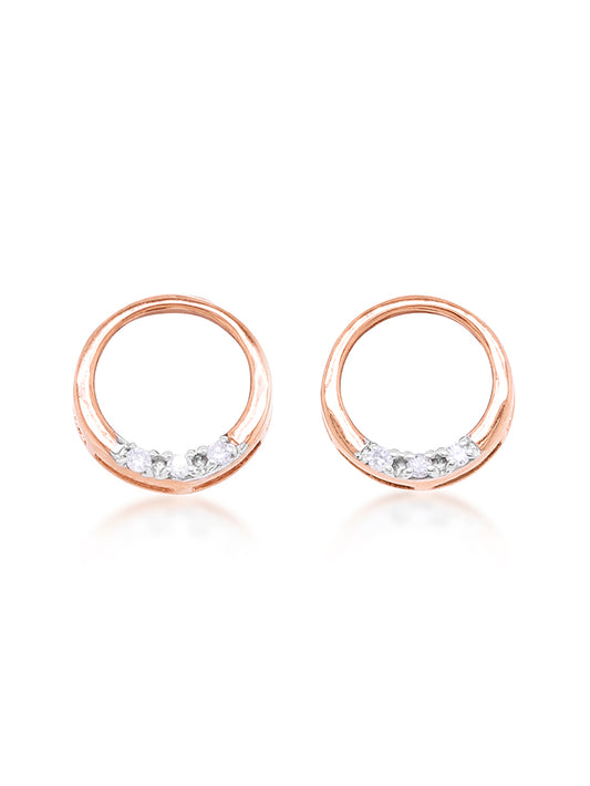 Diamond Circle Stud Earrings in 9 Carat Rose Gold