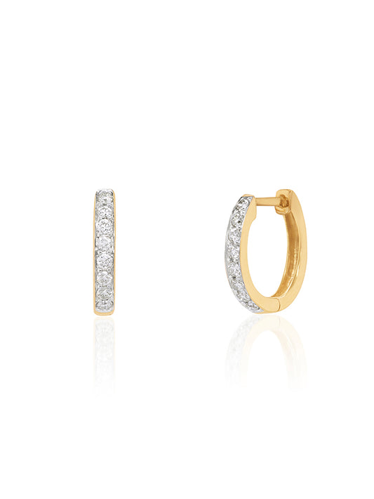 Diamond Huggie Earrings in 9 Carat Yellow Gold