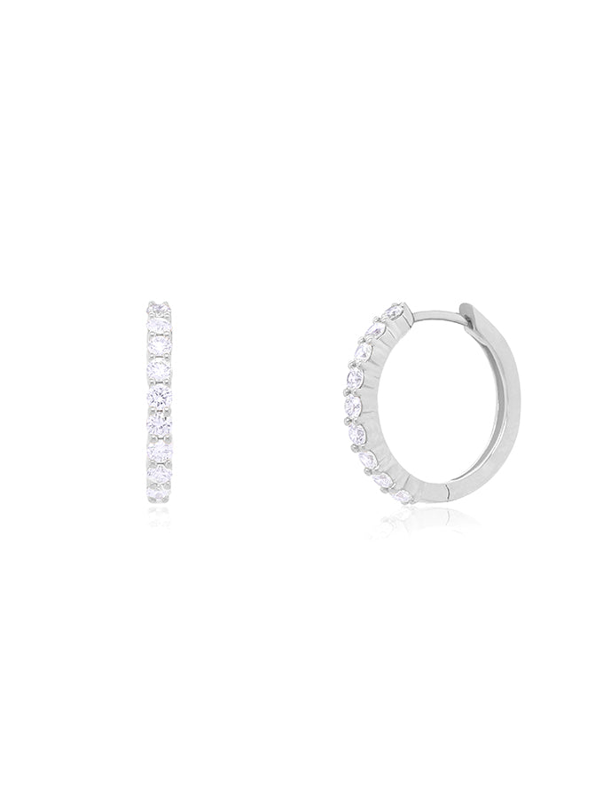 Lab Grown Diamond Huggie Earrings Set in 9 Carat White Gold, T=0.33ct