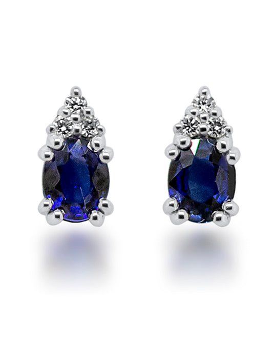 Sapphire & Diamond Ear Rings, 9K White Gold