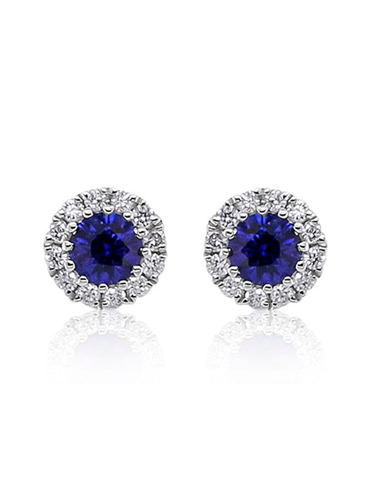 Sapphire & Diamond Studs, 18K White Gold