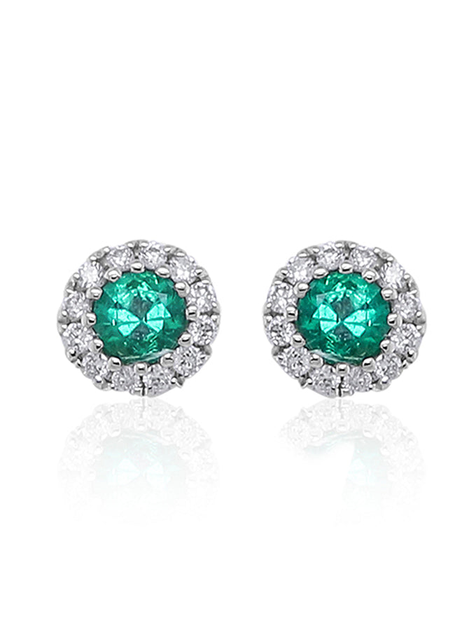 Emerald & Diamond Studs, 18 Carat White Gold