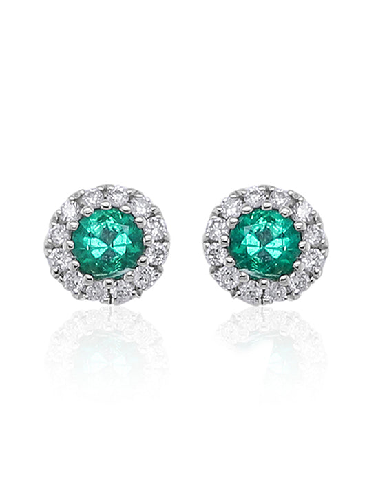 Emerald & Diamond Studs, 18 Carat White Gold