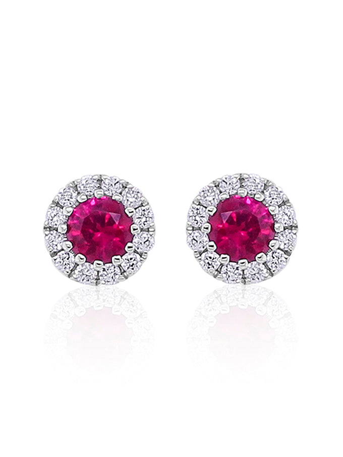 Ruby & Diamond Studs, 18 Carat White Gold