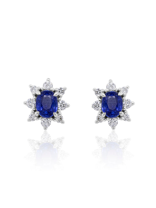 5x4 Sapphire & 0.28 Carat Diamond Earrings in 9 Carat White Gold