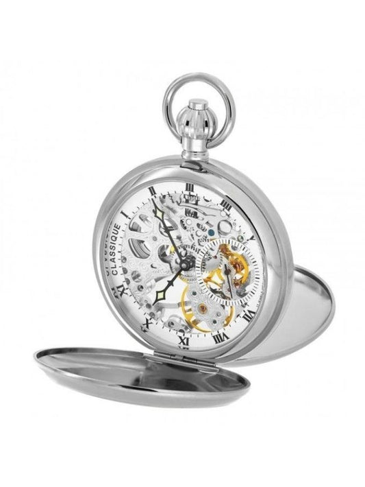 Classique skeleton mechanical pocket watch st/steel