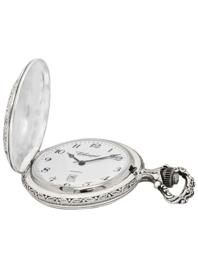 Pocket watch CS Classique, white Arabic Dial, quartz.